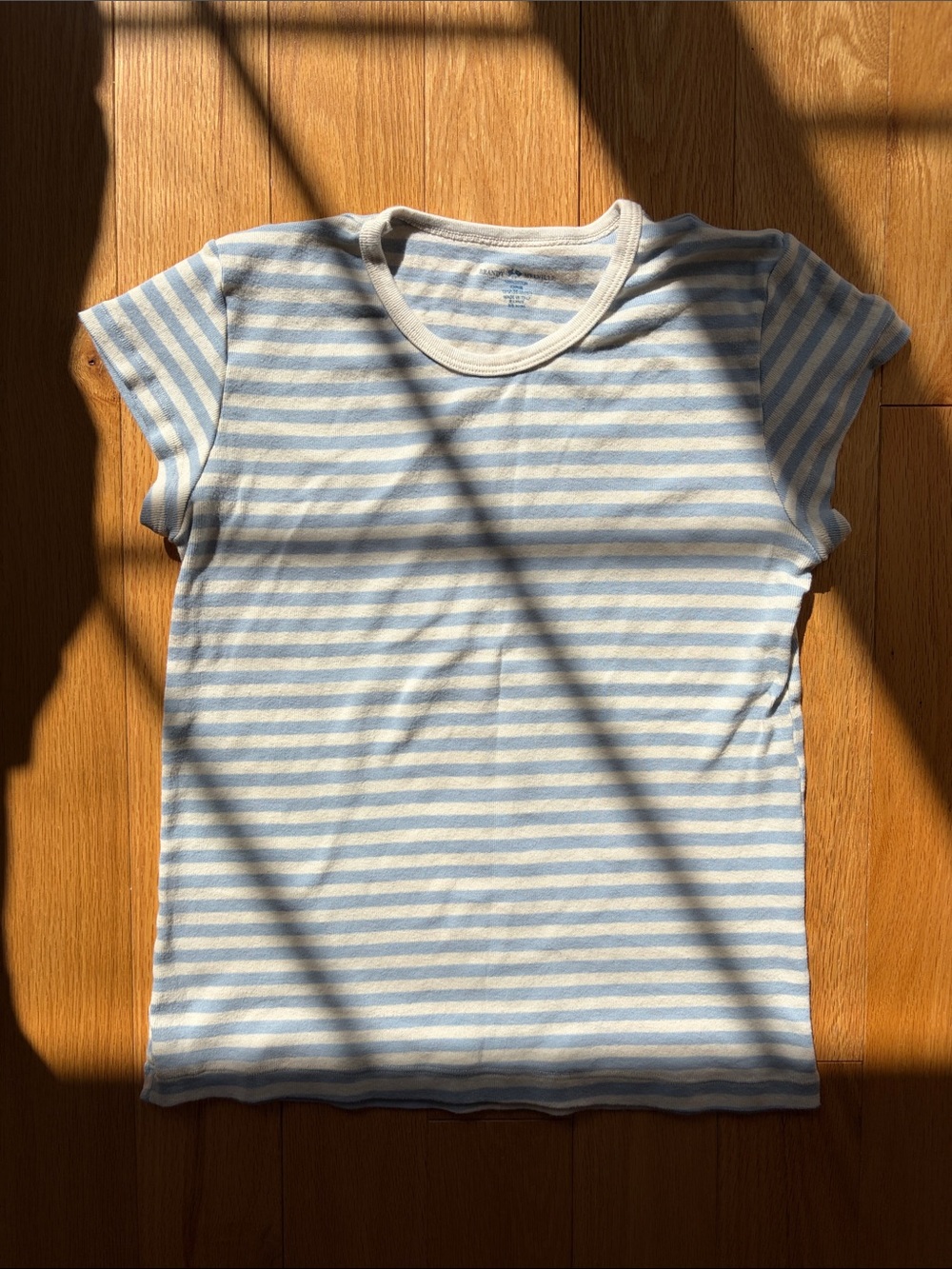 Brandy Melville Blue & White Striped Baby Tee
